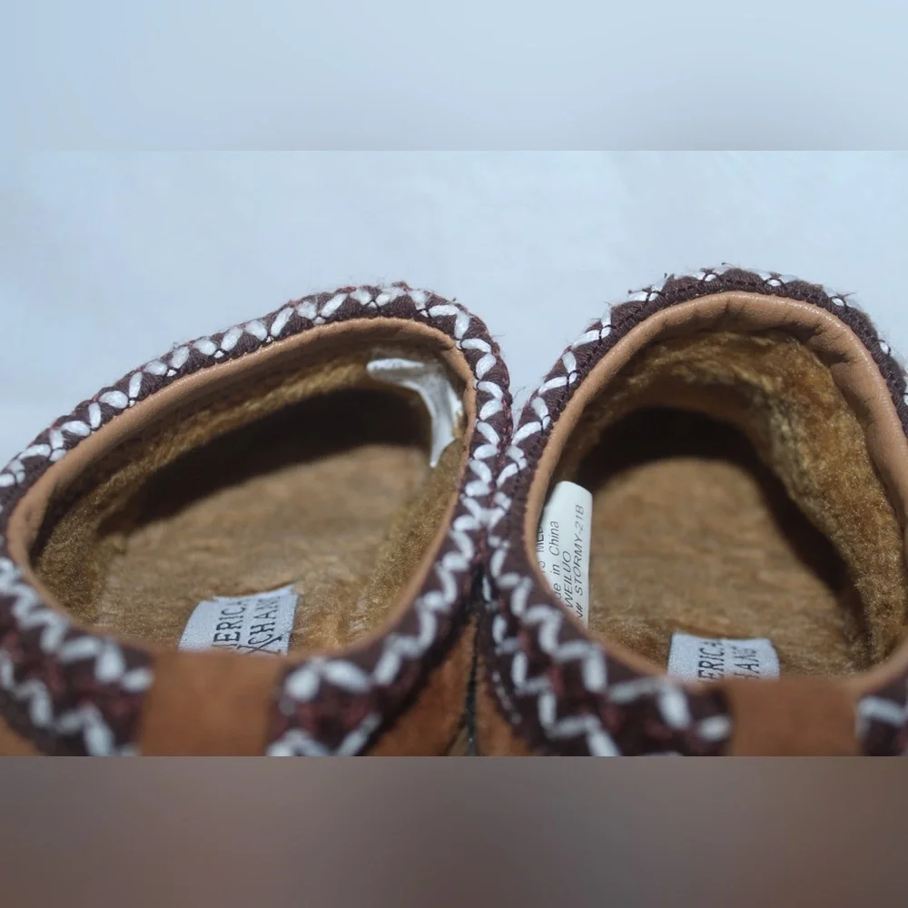 American Exchange Boys 13 M Tan Slip-On Shoes moccasins with Woven Trim